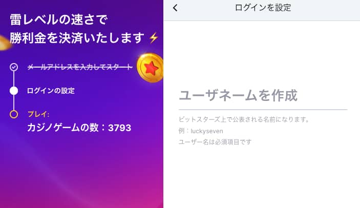 ビットスターズ 登録方法 ユーザー