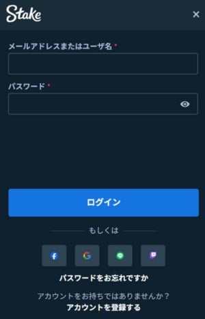 テークカジノ サインイン画面