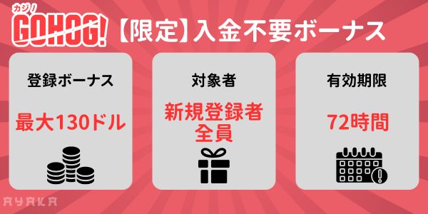 ゴーホグカジノの入金不要ボーナス