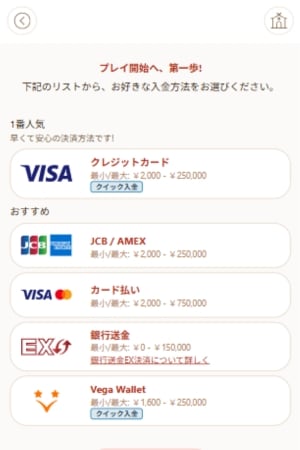 クレジットカード入金方法 オンラインカジノ