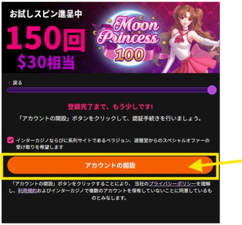 インターカジノ アカウント作成
